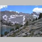 South to Pt. 13,000 ft (square top) and Pt. 13,000 ft (N of Pt. 13,364 ft)from Moonlight Lake (11,052')