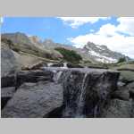 Stream S to Pt. 13,000 ft (square top) and Pt. 13,000 ft (N of Pt. 13,364 ft) hike Moonlight Lake outlet stream to waterfalls