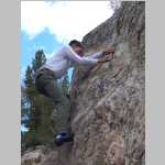Ted bouldering on kitchen rock