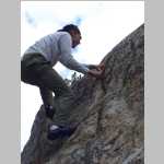 Ted bouldering on kitchen rock