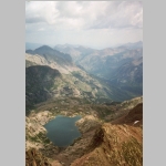 Northeast from summit Windom Peak. The Guardian (13617 ft), Rio Grande Pyramid (13821 ft), Vallacito creek