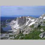 descending the rocky trail to the Med Bow-Sugarloaf col