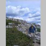 descending the rocky trail to the Med Bow-Sugarloaf col