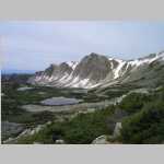 descending the rocky trail to the Med Bow-Sugarloaf col