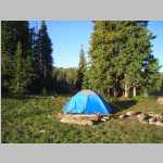 Ted's tent next to the fire pit