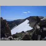 more walking along the Continental Divide - Davis Peak (11,422'), Jim, and Bob in 0608 - the panorama 0610-0612 is found in Zirkels 2019 Seven Lakes -> Pictures -> Ted John photos -> panoramas -> 04.East from Continental Divide 14 Aug 2019 (note the Snowy Range to the NE) - Jim, Bob, and Brian in 0614 and 0615 (with a portion of the northern Buck Mountain on left edge of image - these images look ~WNW to the Encampment River drainage);