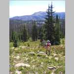 hike up to Point 11,071', nice views of Seven Lakes (and Jim and Brian) from somewhere on 11,071'