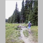 Jim hiking in on the Mistymoon Trail