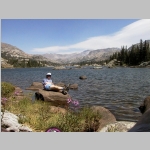 Jim lounging on Lake Helen
