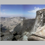 On the descent. The western dropoff of Cloud Peak is on the right. View to the north