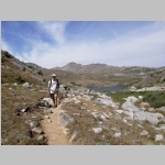 The day hike. Shinhan on the trail to Gunboat Lake. Mistymoon Lake in background