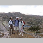 Our intrepid explorers. Our camp is to Bob’s left down by Lake Marion