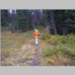 Brian Parks hiking on Sheep Lake Trail, just east of Brown's Peak;