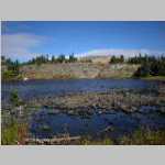 Looking across the North North Twin Lake toward our camp on the upper bluff. Big white boulder is where we obtained water
