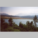 Northeast across Dream Lake (9842 ft). Dragon Head Peak (12205 ft), Pronghorn Peak (12388 ft)