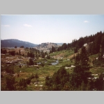 Looking downstream from base camp Bridger. Our camp in middle of picture.