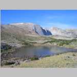 SW to Little El Capitan (12,825') from 10,900' (Chminey Rock, 12,653', to the left)