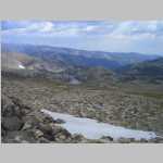 descending the NE slope,feautures Point 11,146' between middle and lower Deep Creek Lakes and Sanford Park beyond