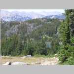 up on the pass between Deep Creek Lakes and Ice Lakes including panoramas looking across Lower Deep Creek Lake to our base camp and beyond 