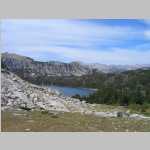 up on the pass between Deep Creek Lakes and Ice Lakes including panoramas looking across Lower Deep Creek Lake to our base camp and beyond 