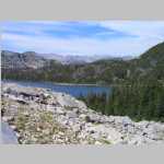 up on the pass between Deep Creek Lakes and Ice Lakes including panoramas looking across Lower Deep Creek Lake to our base camp and beyond 