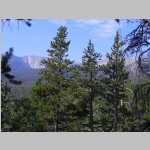 hiking the Sheep Bridge Trail to the trailhead at Worthen Meadows with a panorama SW to Roaring Fork Mountain).