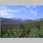 hiking the Sheep Bridge Trail to the trailhead at Worthen Meadows with a panorama SW to Roaring Fork Mountain.