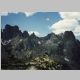 Looking northwest from Jackass Pass. Watchtower, Blocktower, Shark's Nose, Overhanging Tower, Wolf's Head, Bollenger Peak, Pingora