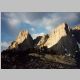 Sunrise in the Cirque. Warbonnet (12369 ft), Warrior I (12350 ft), Warrior II (12406 ft)